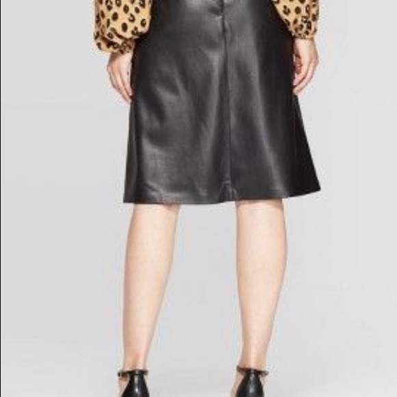High-Rise A Line Faux-Leather Skirt- A New Day - Picture 3 of 5